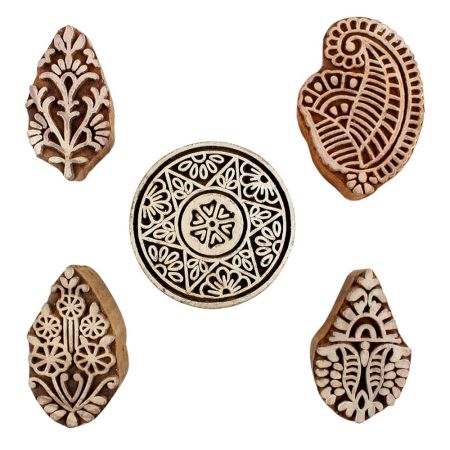 Set of 5 Piece New Mix Wooden Printing Blocks